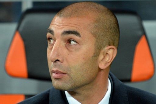 Chelsea FC's coach Roberto Di Matteo reacts during the UEFA Champions League, Group E, football match with FC Shakhtar